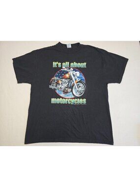 Its All About Motorcycles Delta Pro Weight T-Shirt XL Black Cotton